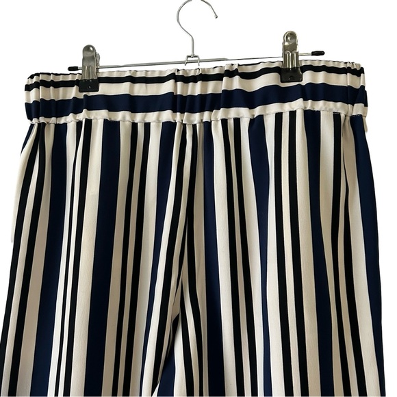 Women's Zara TRF Collection Navy & White Striped Cropped Wide-Leg Pant Size M - Picture 6 of 10